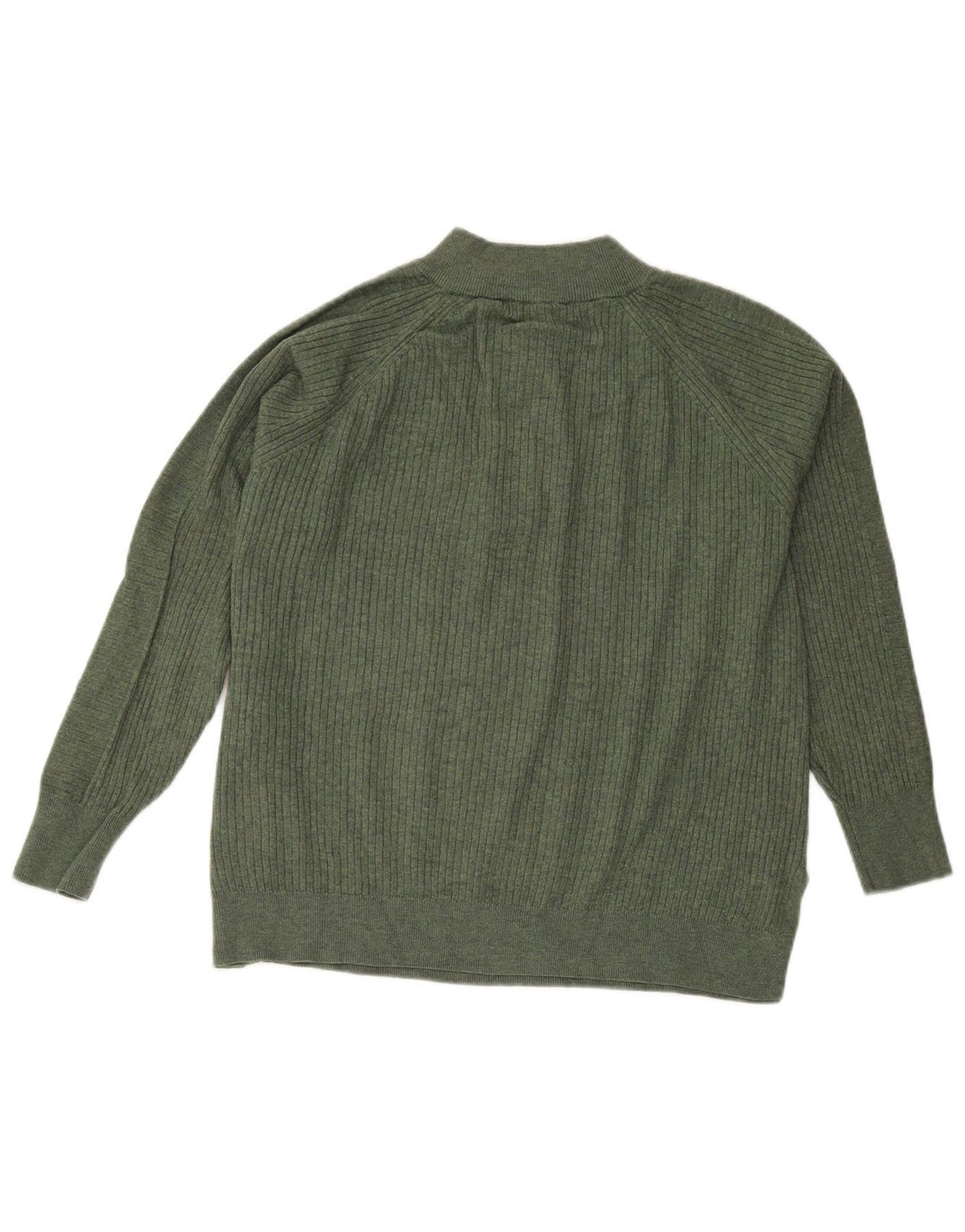 Suéter feminino Marks & Spencer com zíper e gola redonda Reino Unido 16 grande verde