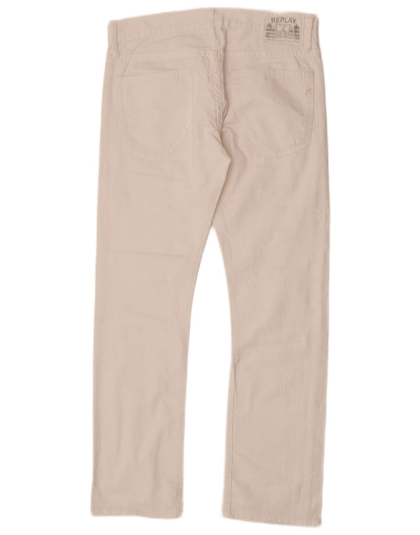 Replay Mens Straight Jeans W32 L31 Algodão Branco