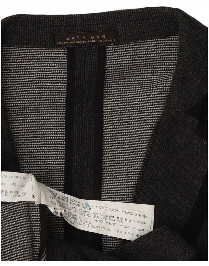 Jaqueta blazer masculina Zara com 1 botão EU 50 Viscose cinza médio