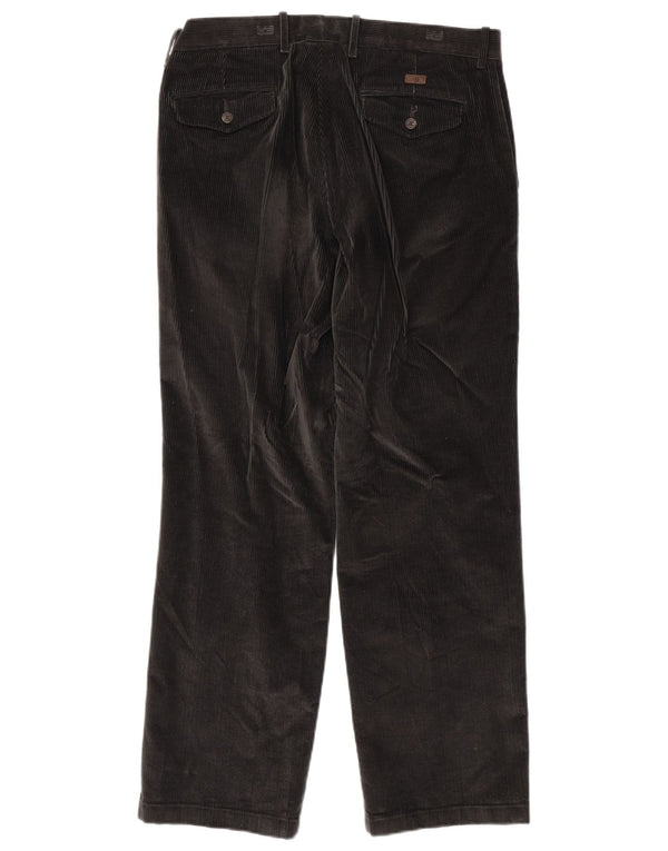 Calça masculina de veludo cotelê Marks & Spencer Blue Harbor reta W34 L31 cinza
