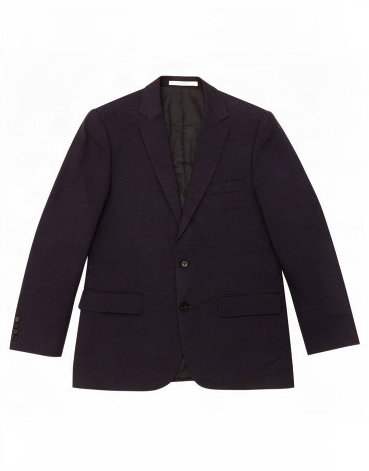 Jaqueta blazer masculina de 2 botões Marks & Spencer Reino Unido 40 lã azul marinho médio