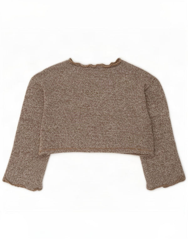 Zara Womens Crop Oversized Top Manga Longa Reino Unido 10 Pequeno Poliéster Marrom
