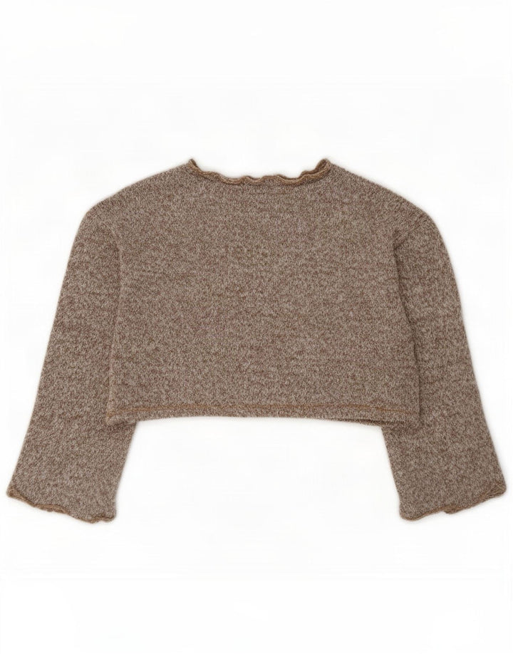 Zara Womens Crop Oversized Top Manga Longa Reino Unido 10 Pequeno Poliéster Marrom