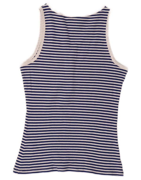 Colete feminino Guess UK 12 algodão listrado azul médio