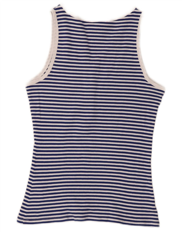 Colete feminino Guess UK 12 algodão listrado azul médio
