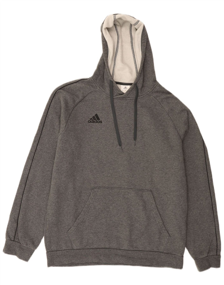 Adidas Mens Hoodie Jumper Grande Algodão Cinza