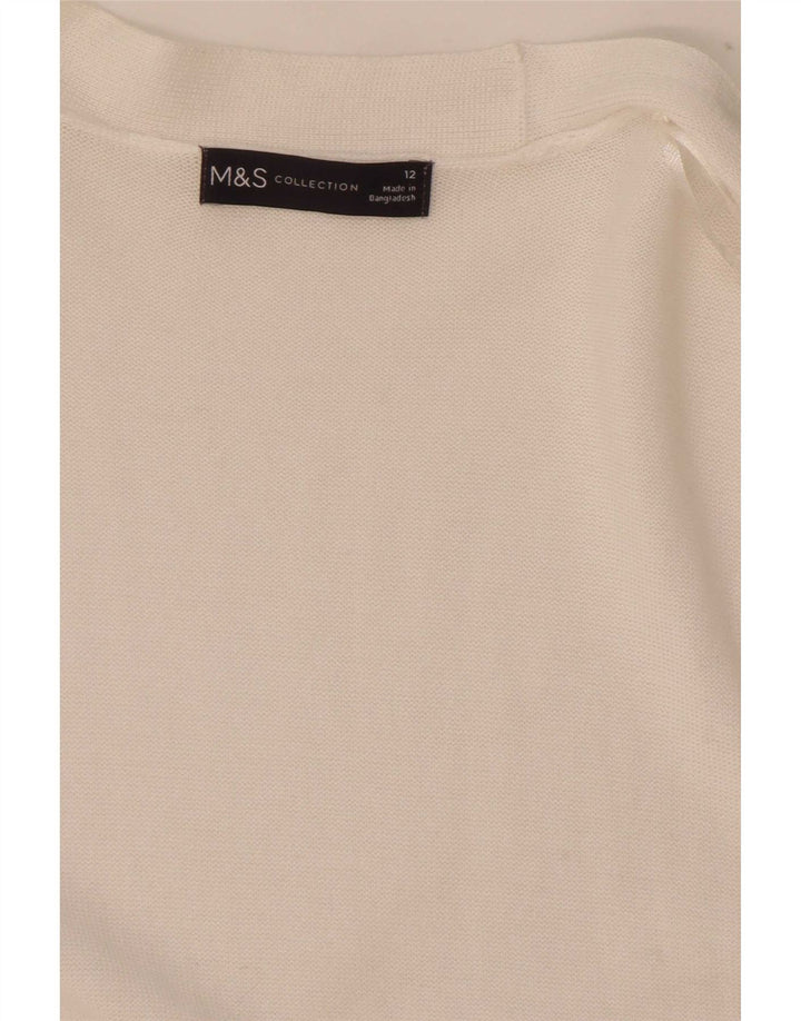 Suéter cardigã aberto feminino Marks & Spencer Reino Unido 12 médio branco