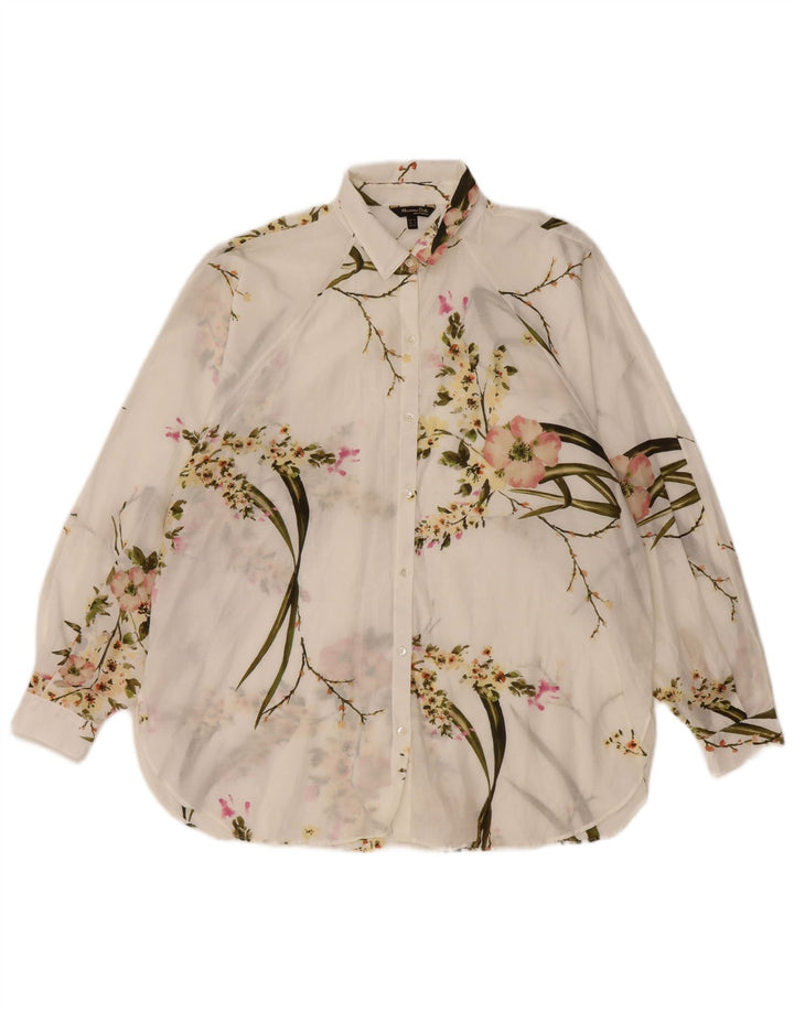 Camisa feminina Massimo Dutti transparente oversized EU 36 XS branco floral