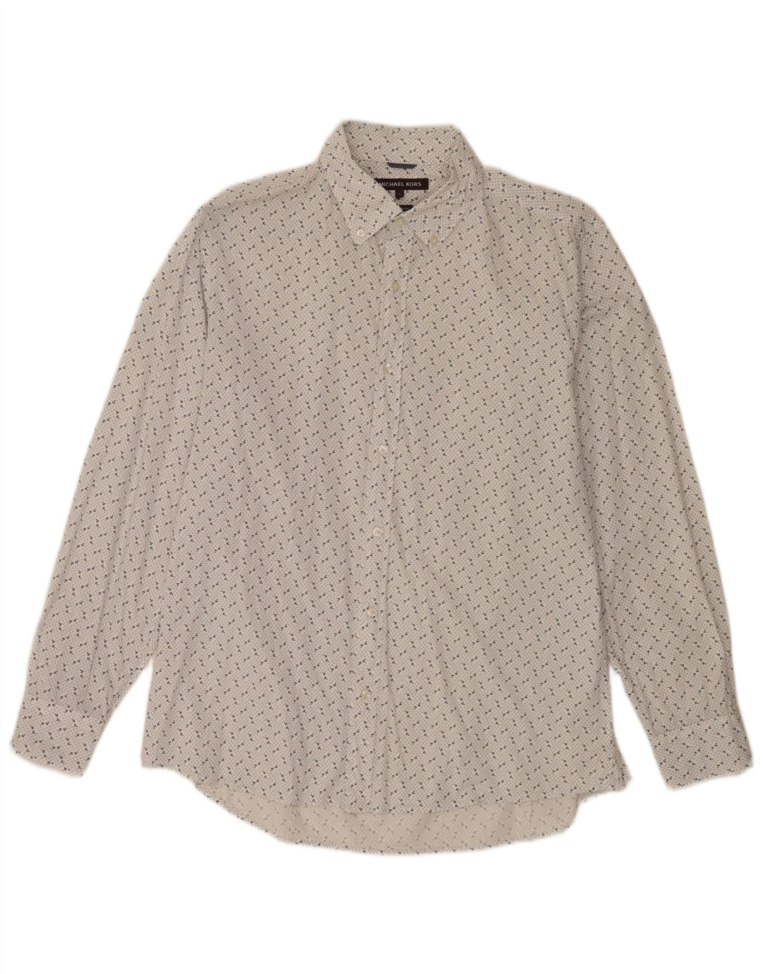 Camisa masculina Michael Kors com padrão abstrato grande de algodão branco