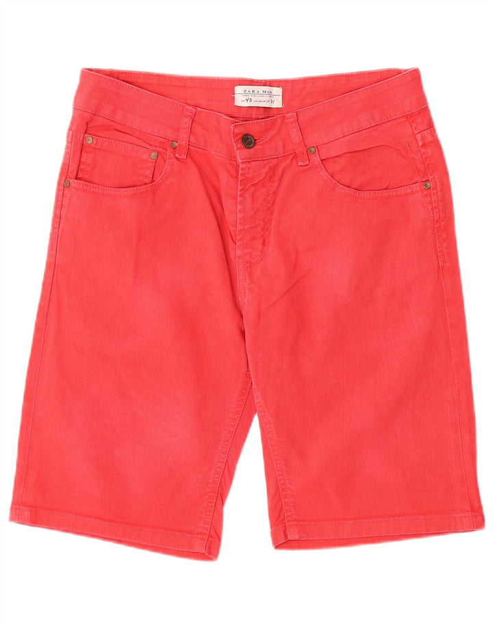 Zara Mens Denim Shorts EU 40 Médio W31 Vermelho