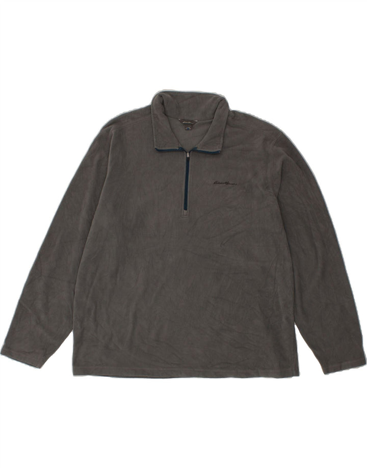EDDIE BAUER Mens Zip Neck Fleece Jumper XL Grey Polyester Vintage Eddie Bauer and Second-Hand Eddie Bauer from Messina Hembry 