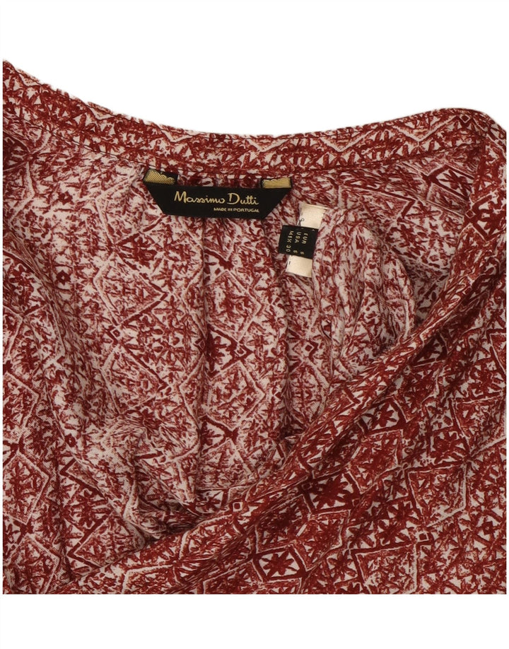 Blusa feminina oversized MASSIMO DUTTI Reino Unido 10 pequena Borgonha geométrica
