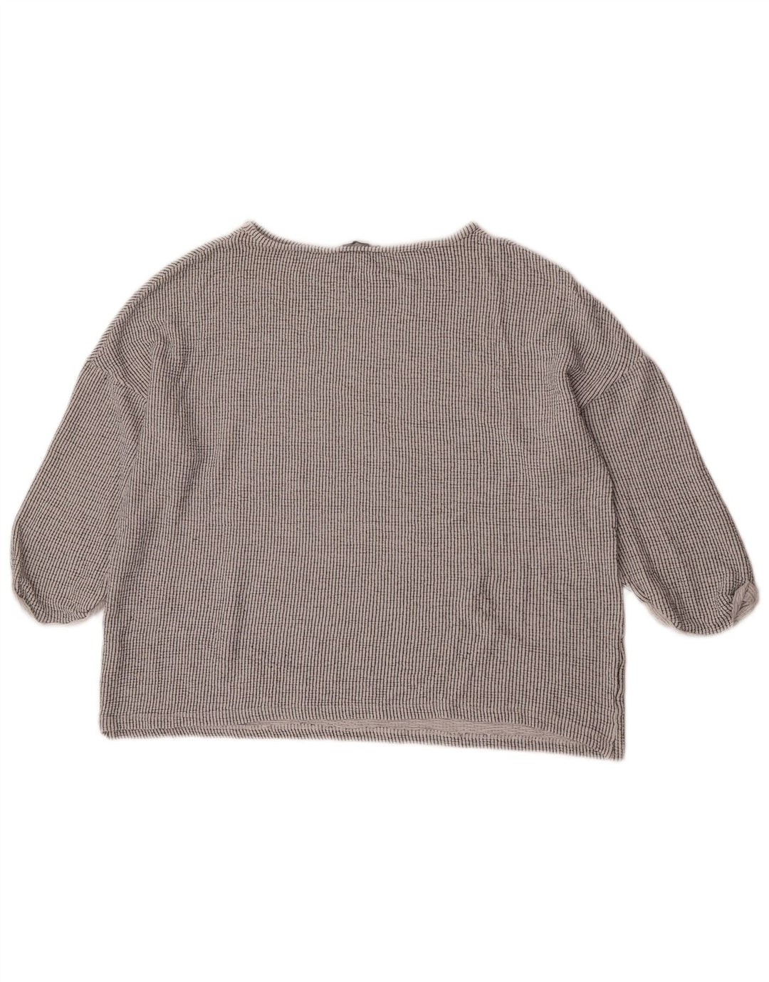 Blusa feminina Zara manga 3/4 oversized UK 14 listrado cinza médio