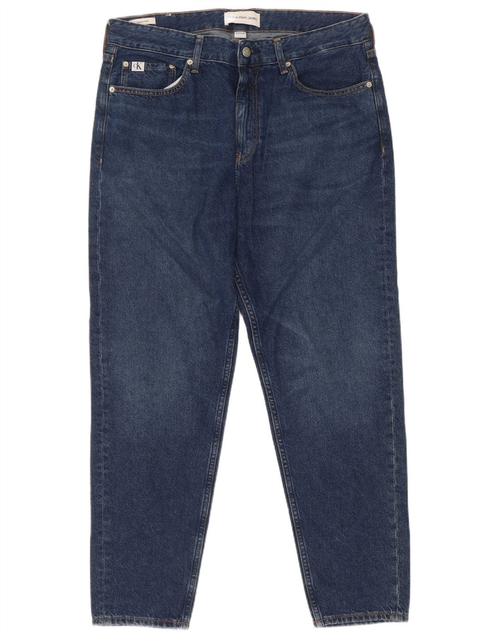 Calvin Klein Masculino Regular Tapered Jeans W33 L30 Azul Algodão