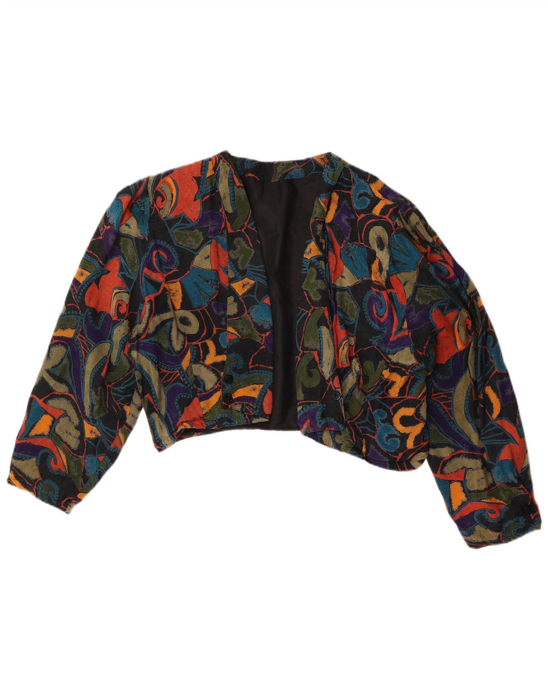 Jaqueta Bolero Feminina Vintage Padrão Abstrato Reino Unido 14 Médio Multicolorido