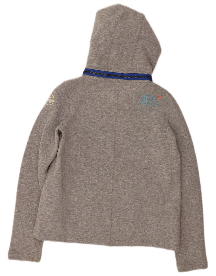 Suéter feminino com capuz e zíper SUPERDRY Reino Unido 10 poliéster cinza pequeno