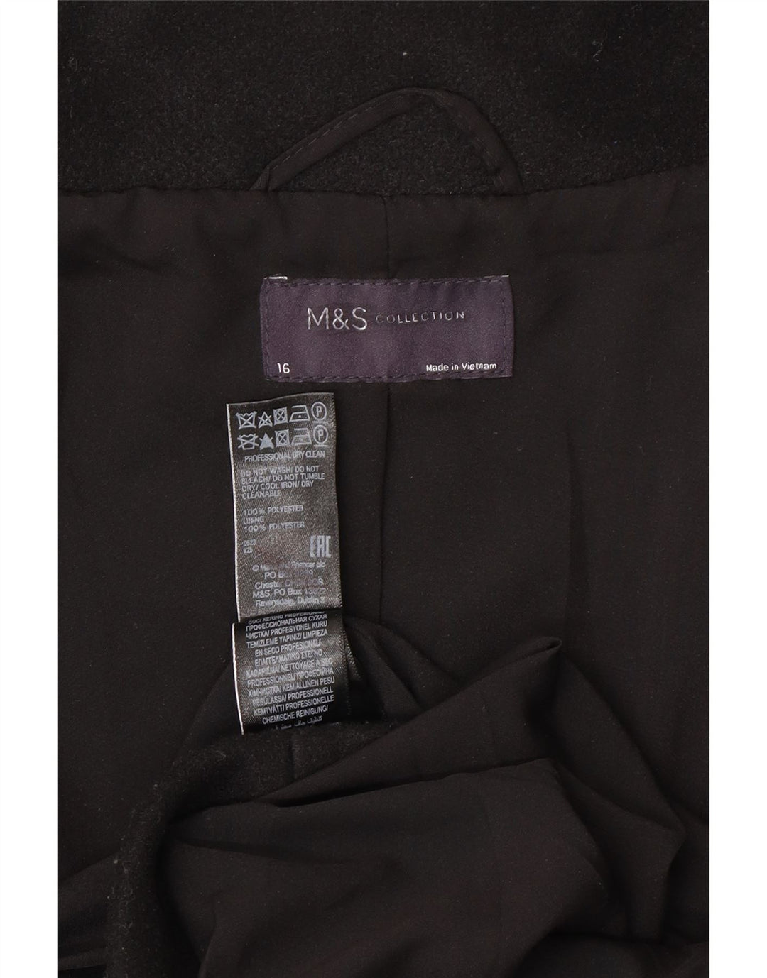 Sobretudo feminino Marks & Spencer UK 16 grande poliéster preto