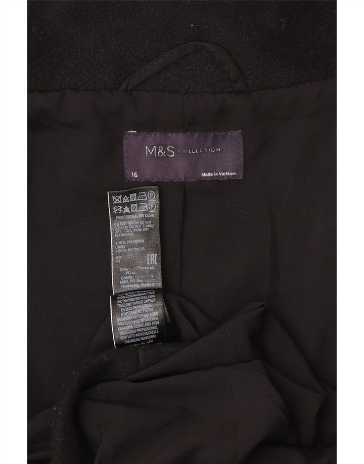 Sobretudo feminino Marks & Spencer UK 16 grande poliéster preto