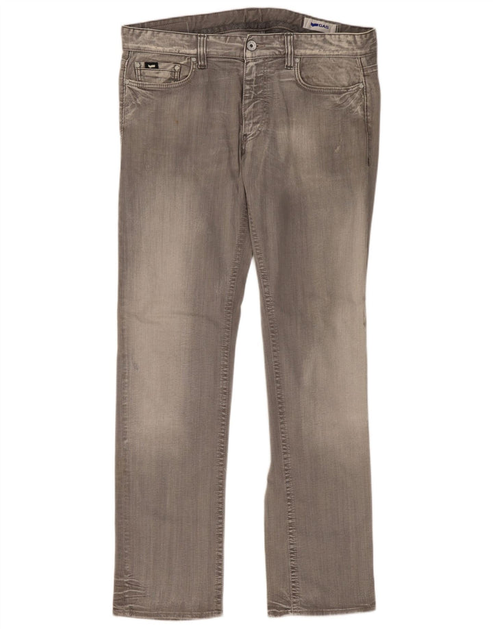 Calça jeans reta feminina Gas W38 L34 algodão cinza