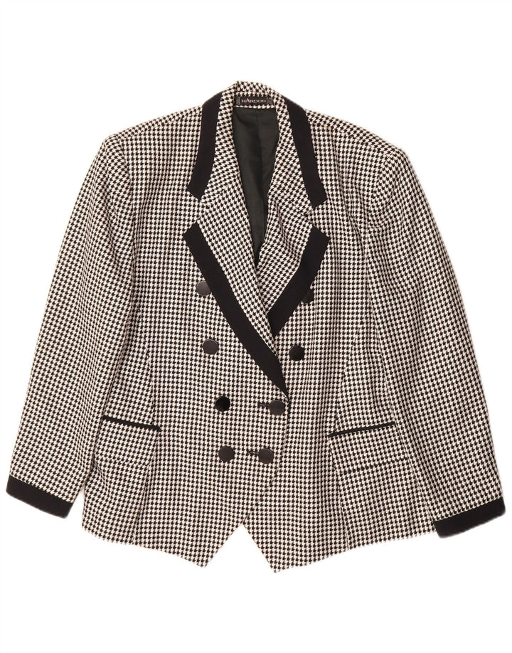 Jaqueta blazer feminina Hardob com peito duplo UK 20 2XL preta Houndstooth