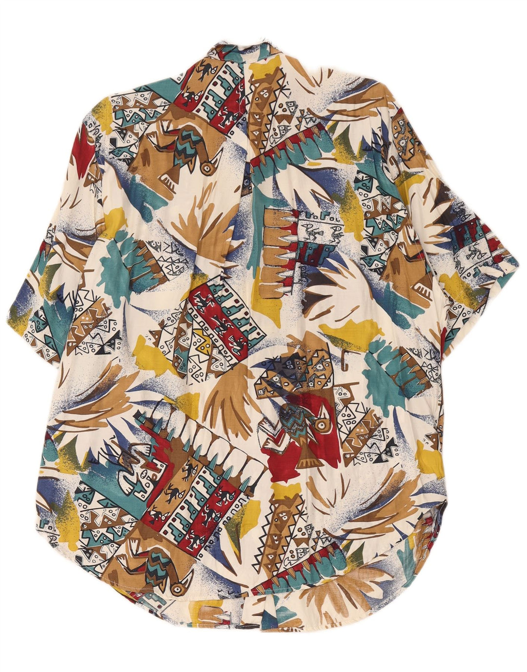 Camisa havaiana grande vintage feminina Reino Unido 16 grande retrô multicolorida