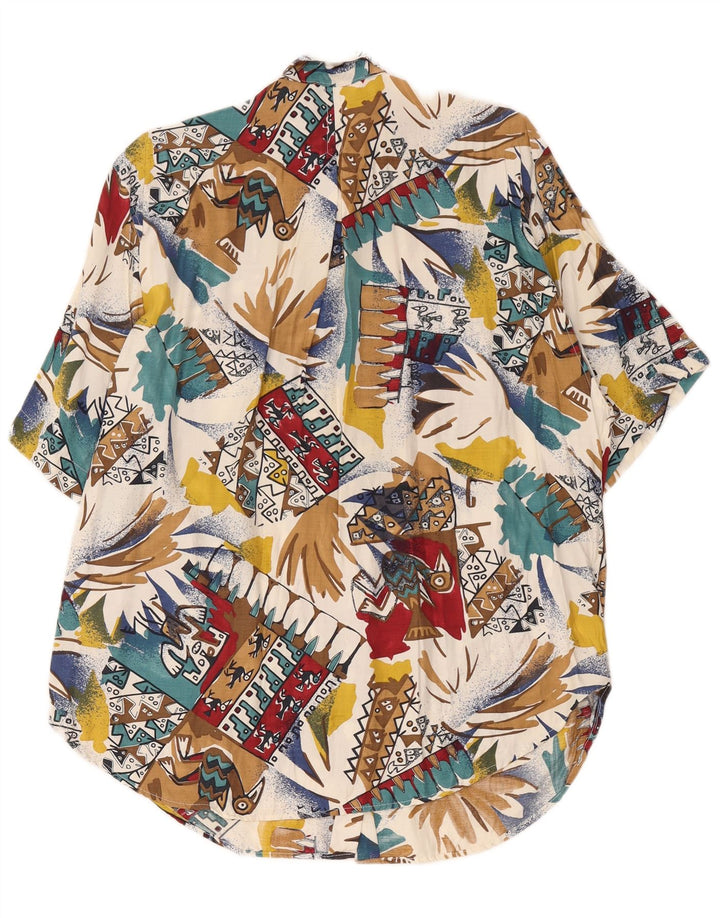 Camisa havaiana grande vintage feminina Reino Unido 16 grande retrô multicolorida