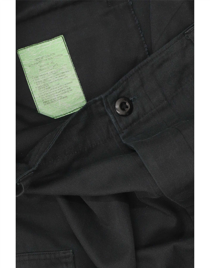 Calças cargo afuniladas masculinas vintage XL W40 L27 poliéster preto