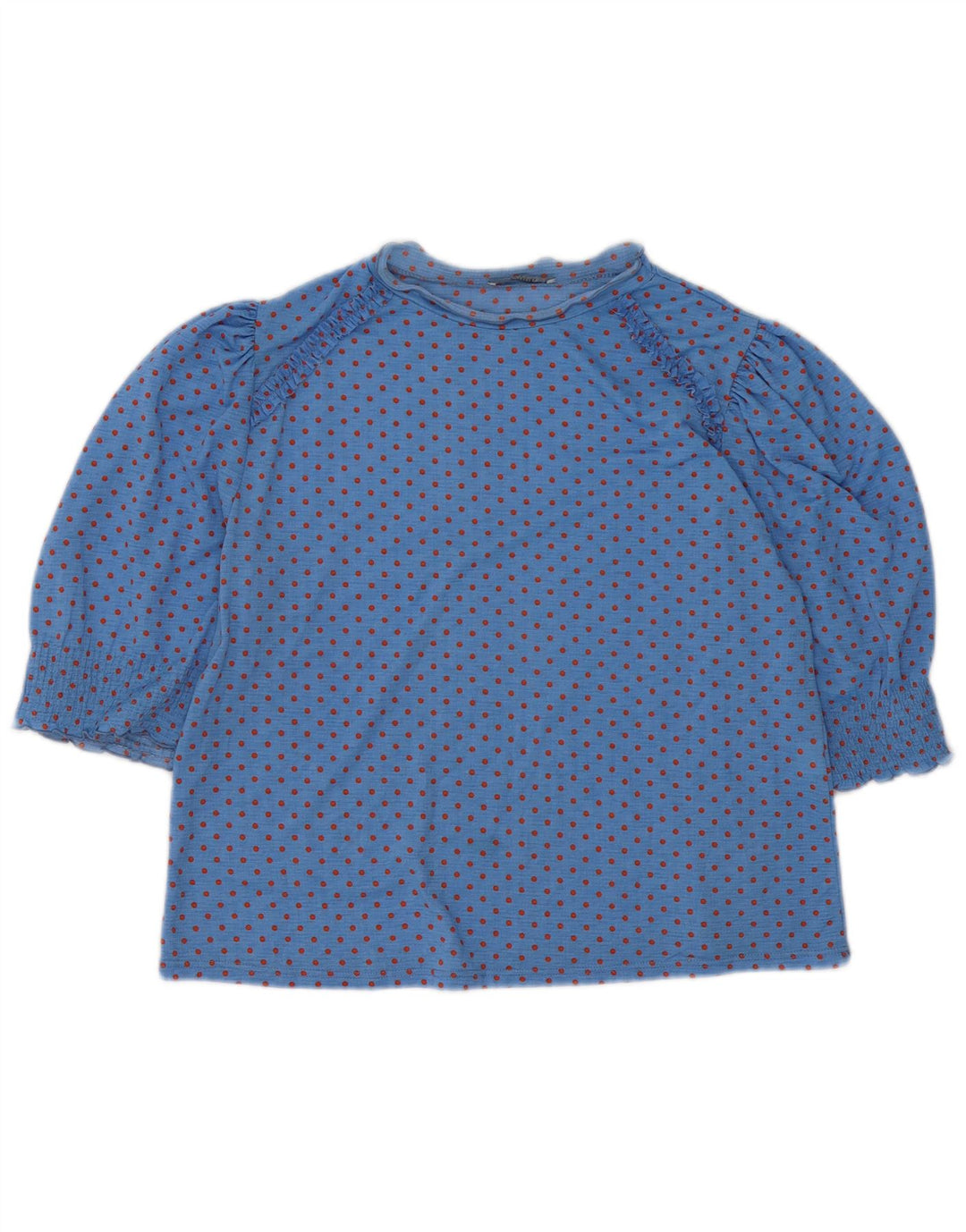 Blusa feminina ZARA UK 14 poliéster manchado azul médio