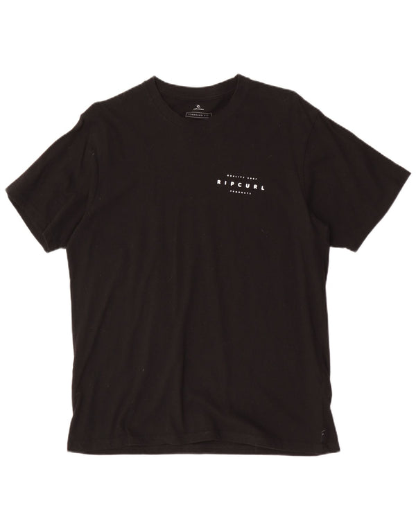 Camiseta masculina Rip Curl de ajuste padrão com estampa gráfica grande de algodão preto