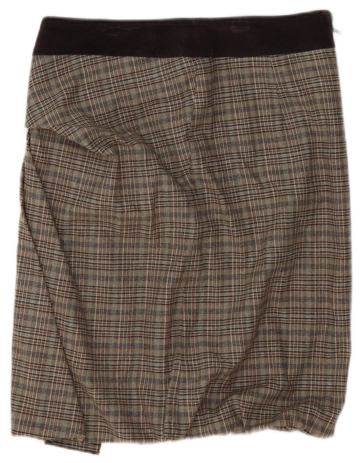 Minissaia feminina Max & Co. Reino Unido 8 pequena W28 xadrez marrom