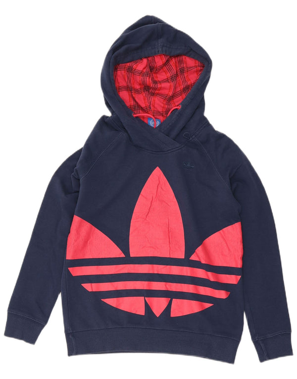 Adidas Mens Graphic Hoodie Jumper UK 10 Pequeno Algodão Azul Marinho