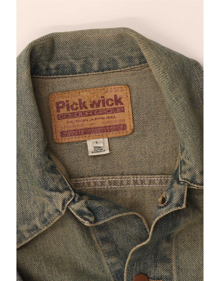 Jaqueta jeans feminina Pickwick Reino Unido 14 grande algodão azul