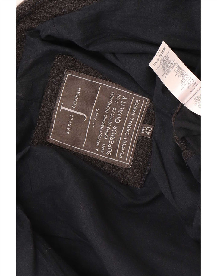 Jaqueta blazer masculina Jasper Conran com 2 botões Reino Unido 40 grande lã xadrez cinza