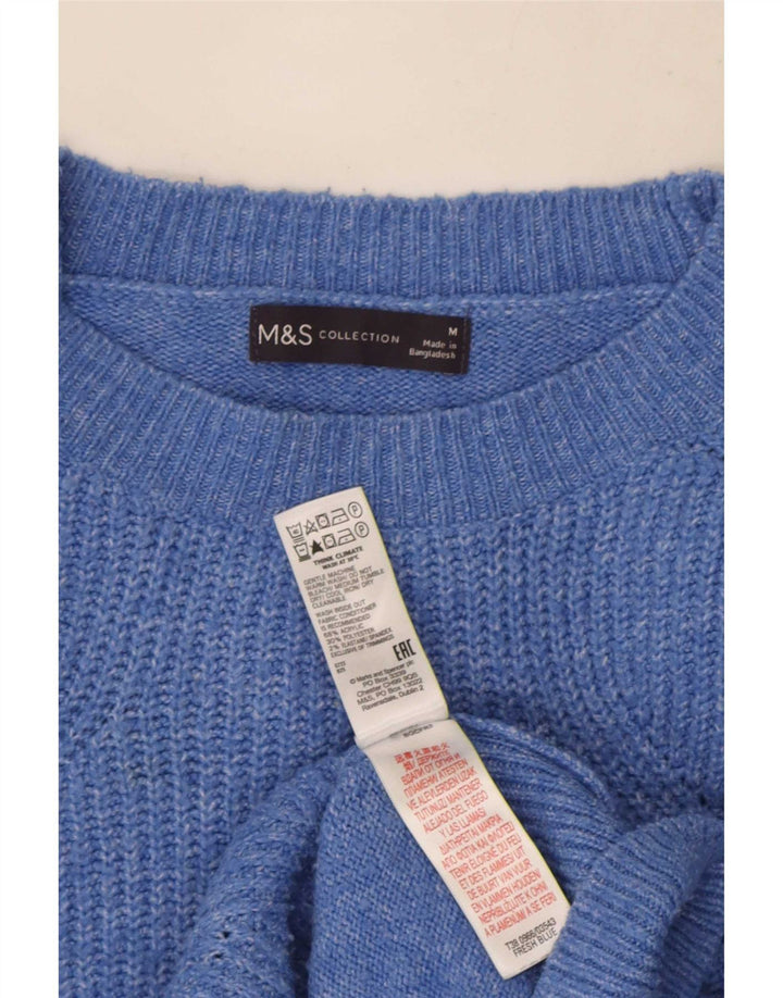 Suéter feminino Marks & Spencer com gola redonda grande, Reino Unido 14, azul médio