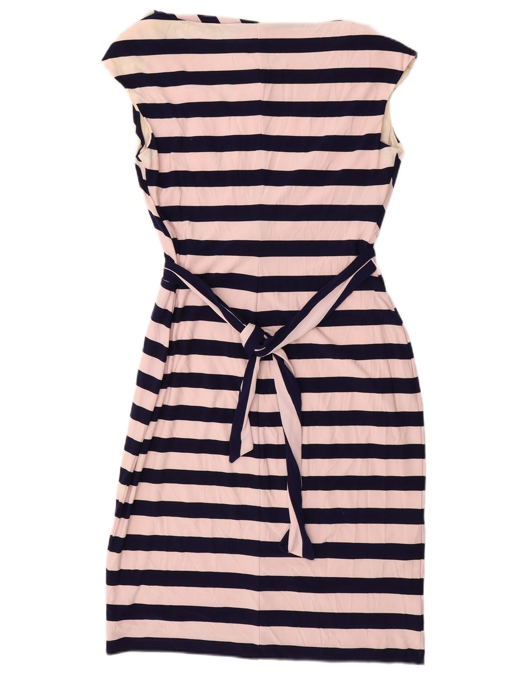 Vestido feminino Ralph Lauren sem mangas com bainha US 8 médio branco listrado