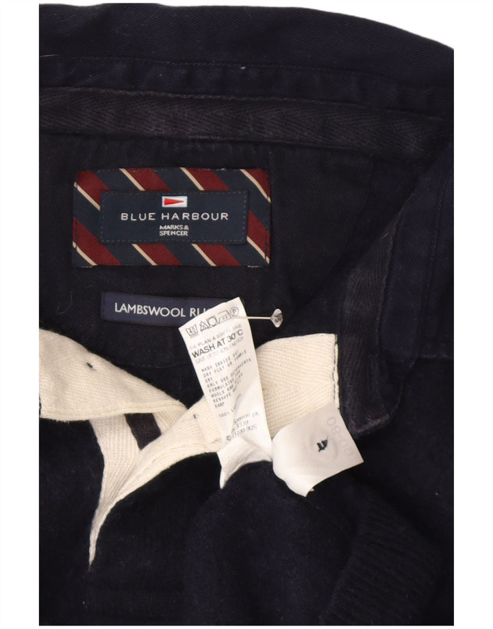 Suéter masculino Marks & Spencer Blue Harbour com gola polo azul marinho grande