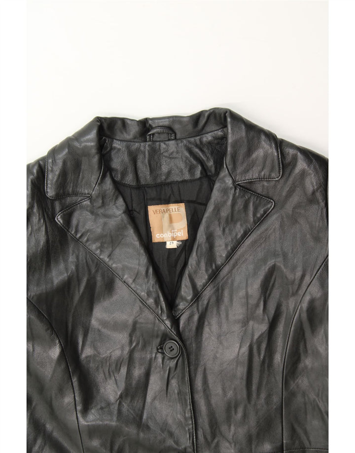 CONBIPEL Womens Leather Jacket IT 42 Medium Black Leather Vintage Conbipel and Second-Hand Conbipel from Messina Hembry 
