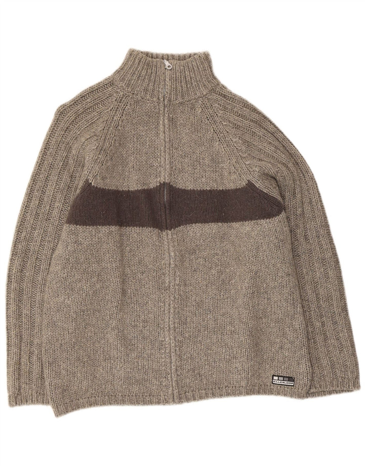 Suéter cardigã masculino KILLER LOOP lã colorblock cinza médio