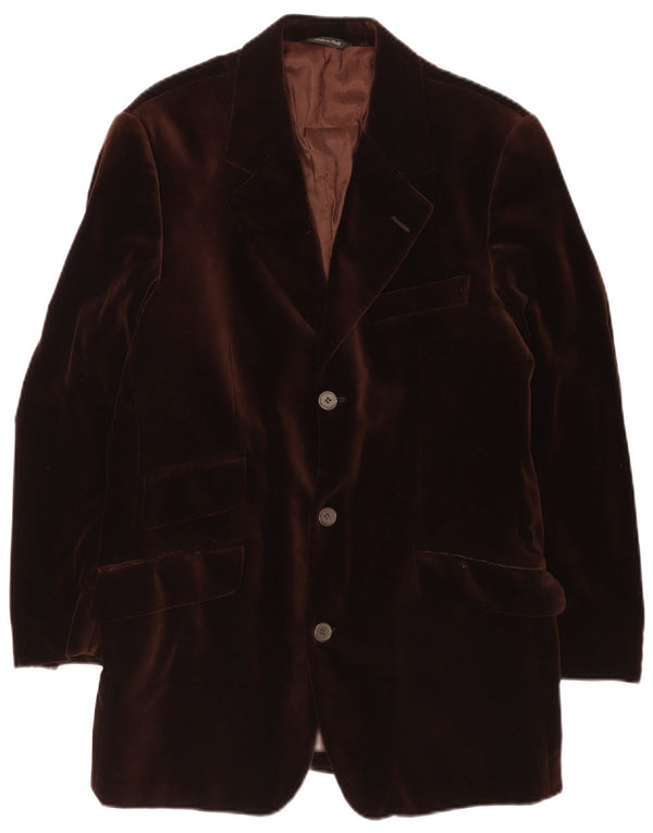 Jaqueta blazer masculina vintage de veludo com 3 botões IT 46 pequeno algodão marrom clássico