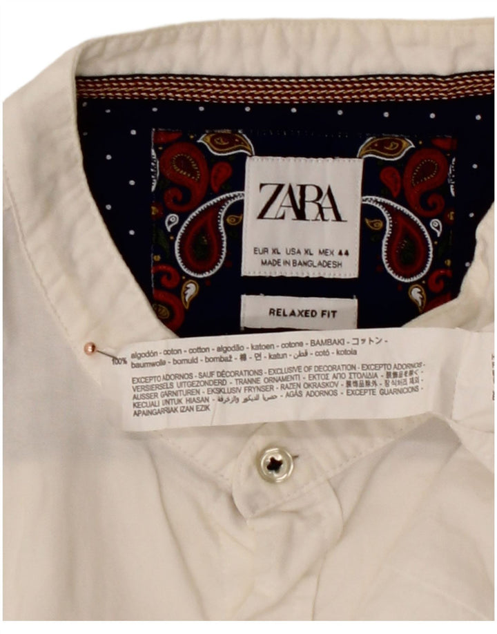 Camisa masculina ZARA com ajuste relaxado médio algodão branco