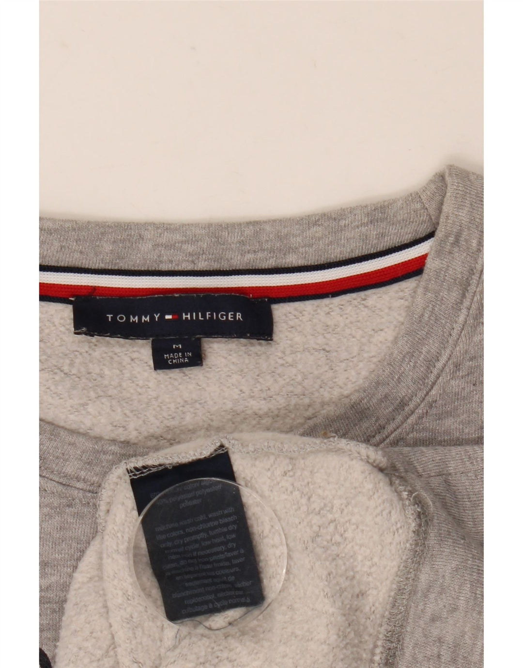 Tommy Hilfiger moletom gráfico feminino jumper UK 14 cinza médio manchado