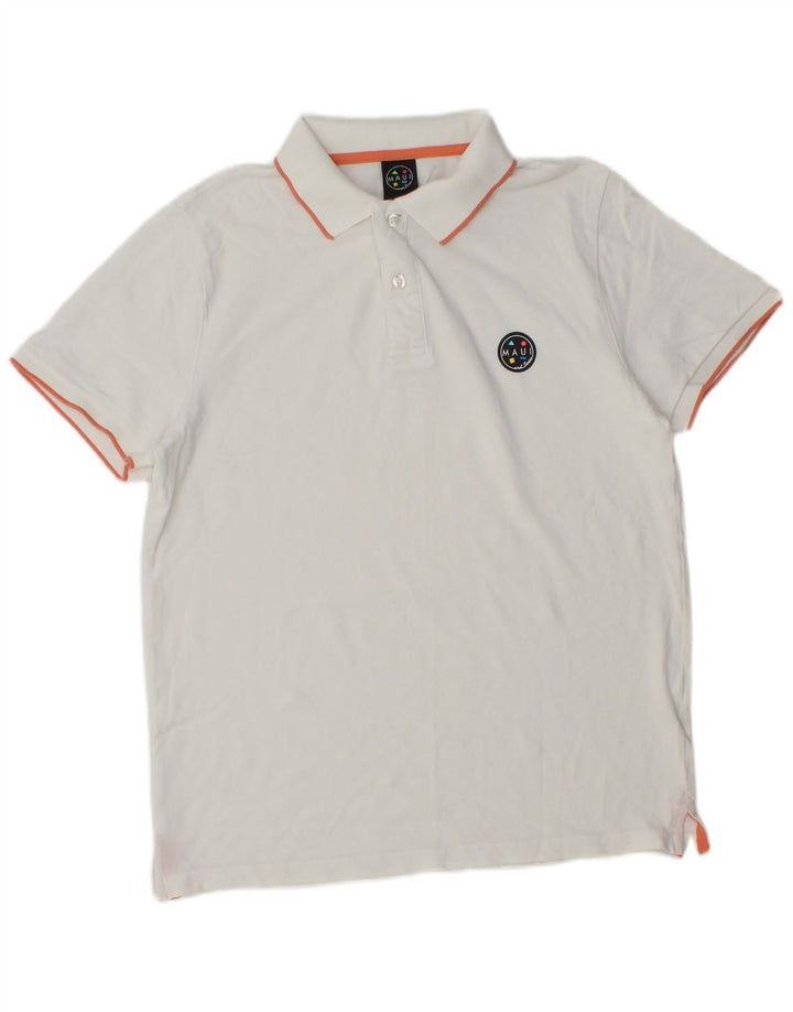 Camisa polo masculina Maui and Sons pequena de algodão branco