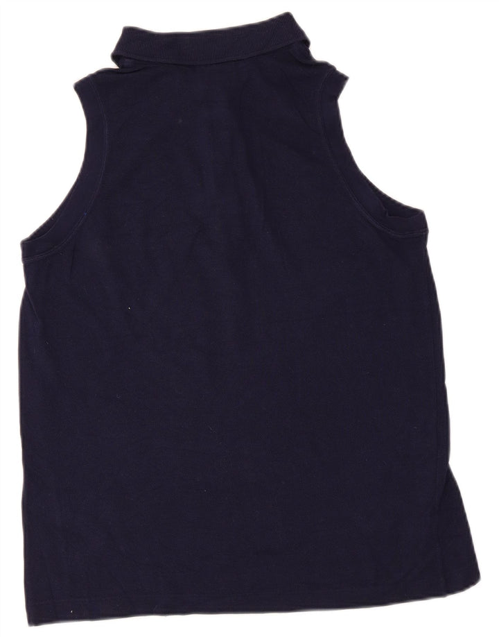 Camisa polo feminina sem mangas Lacoste tamanho 40 algodão azul marinho médio