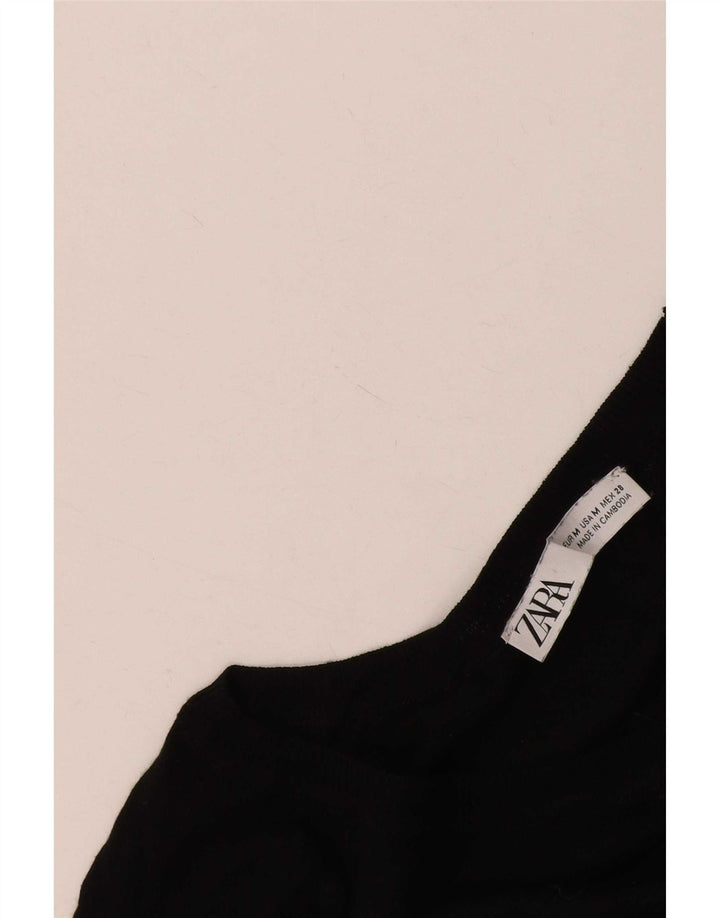 Suéter feminino Zara com gola canoa UK 14 médio preto