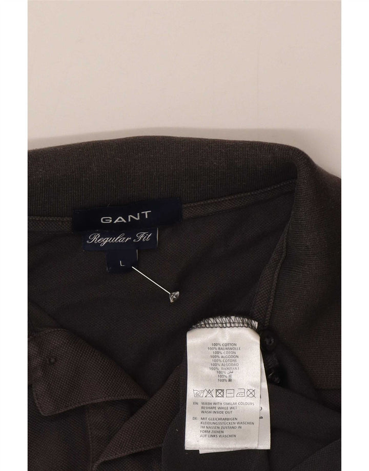 Camisa polo masculina Gant Regular Fit grande algodão cinza