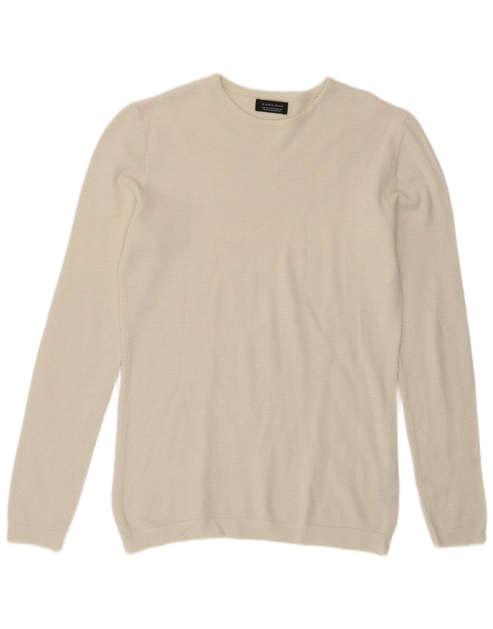 Zara Suéter masculino com gola redonda e acrílico branco médio