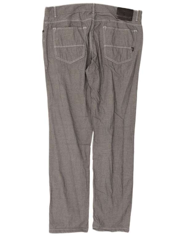 Trussardi Calça masculina reta casual IT 50 grande W36 L30 algodão cinza
