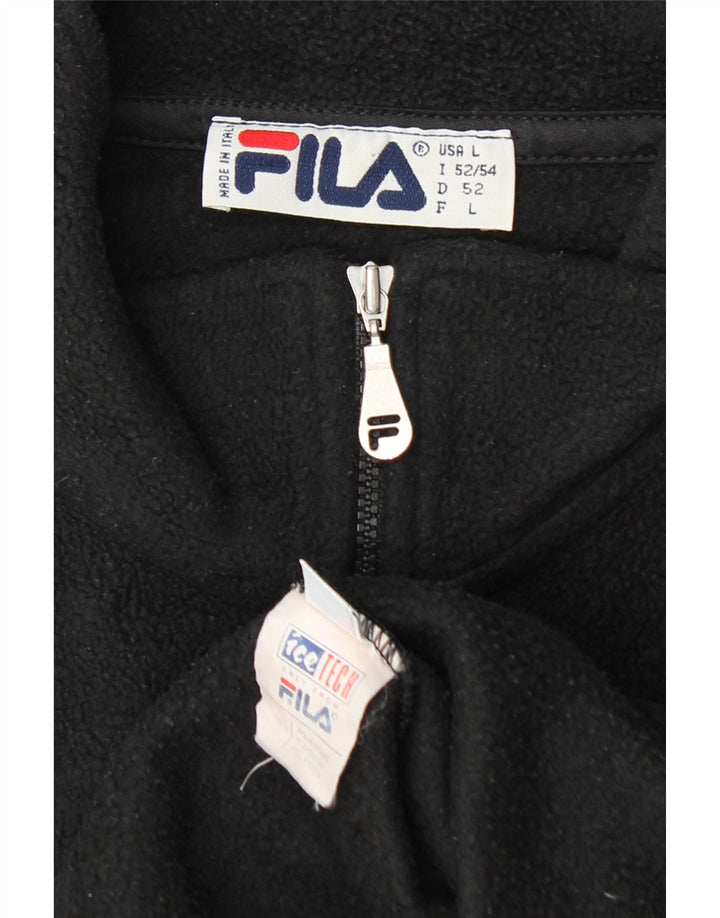 Fila Masculino Zip Neck Fleece Jumper IT 52/54 Grande Poliéster Preto
