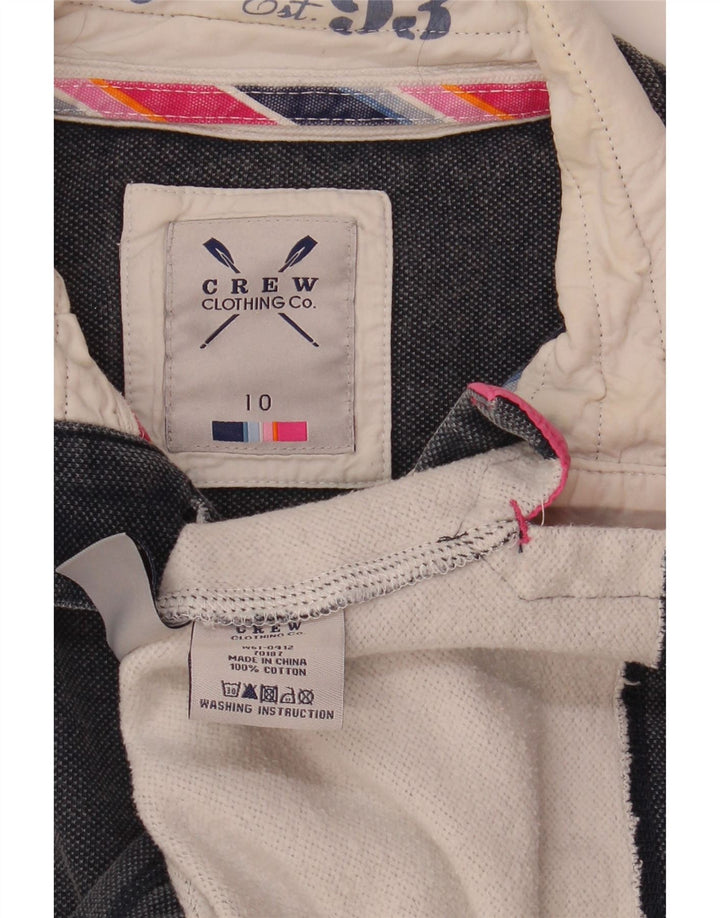 Suéter feminino Crew Clothing com gola redonda e botão Reino Unido 10 pequeno azul marinho