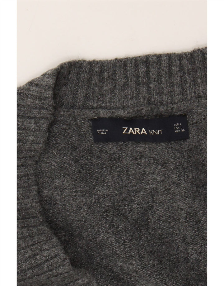 Zara Suéter Cardigan Oversized Feminino Reino Unido 16 Grande Cinza
